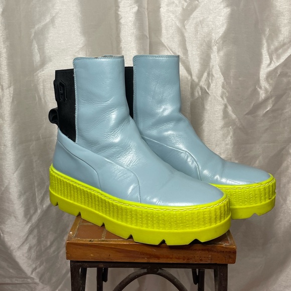 Puma Shoes | Puma Fenty x Rihanna Chelsea Sneaker Leather Boots Platform Soles | Color: Blue/Green | Size: 10 | Venusinfurs's Closet